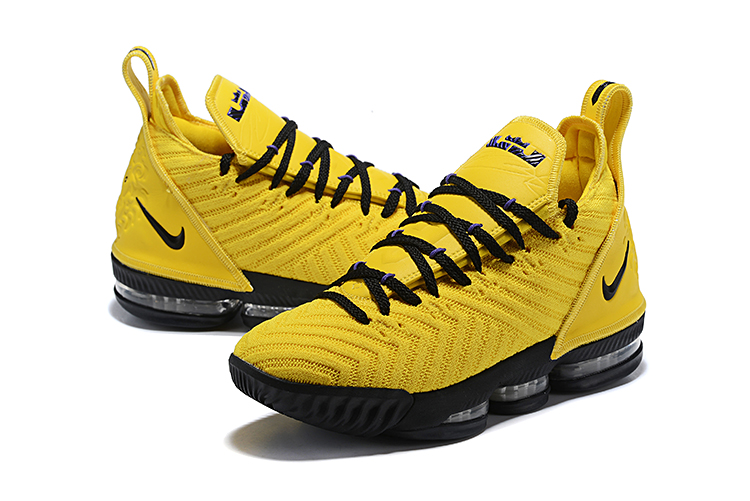 Men Nike Lebron James 16 Yellow Black Shoes - Click Image to Close